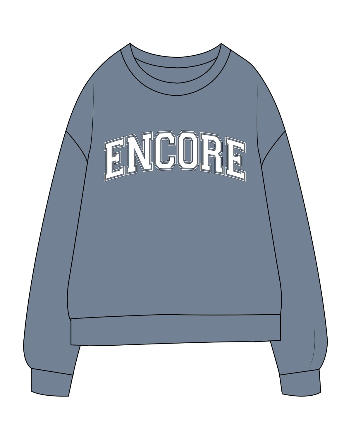 The Midweight Unisex Crewneck - Washed Slate - enCore Pilates - Center Chest - Printed - Full Color