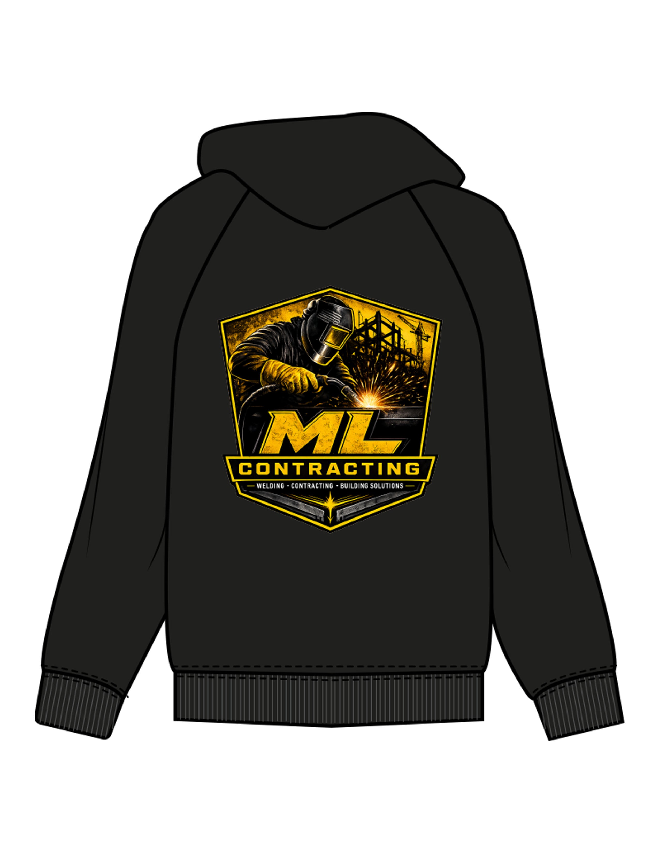 The Mens Hoodie - Black - ML Contracting LLC - Left Chest & Back Image - Printed - Full Color