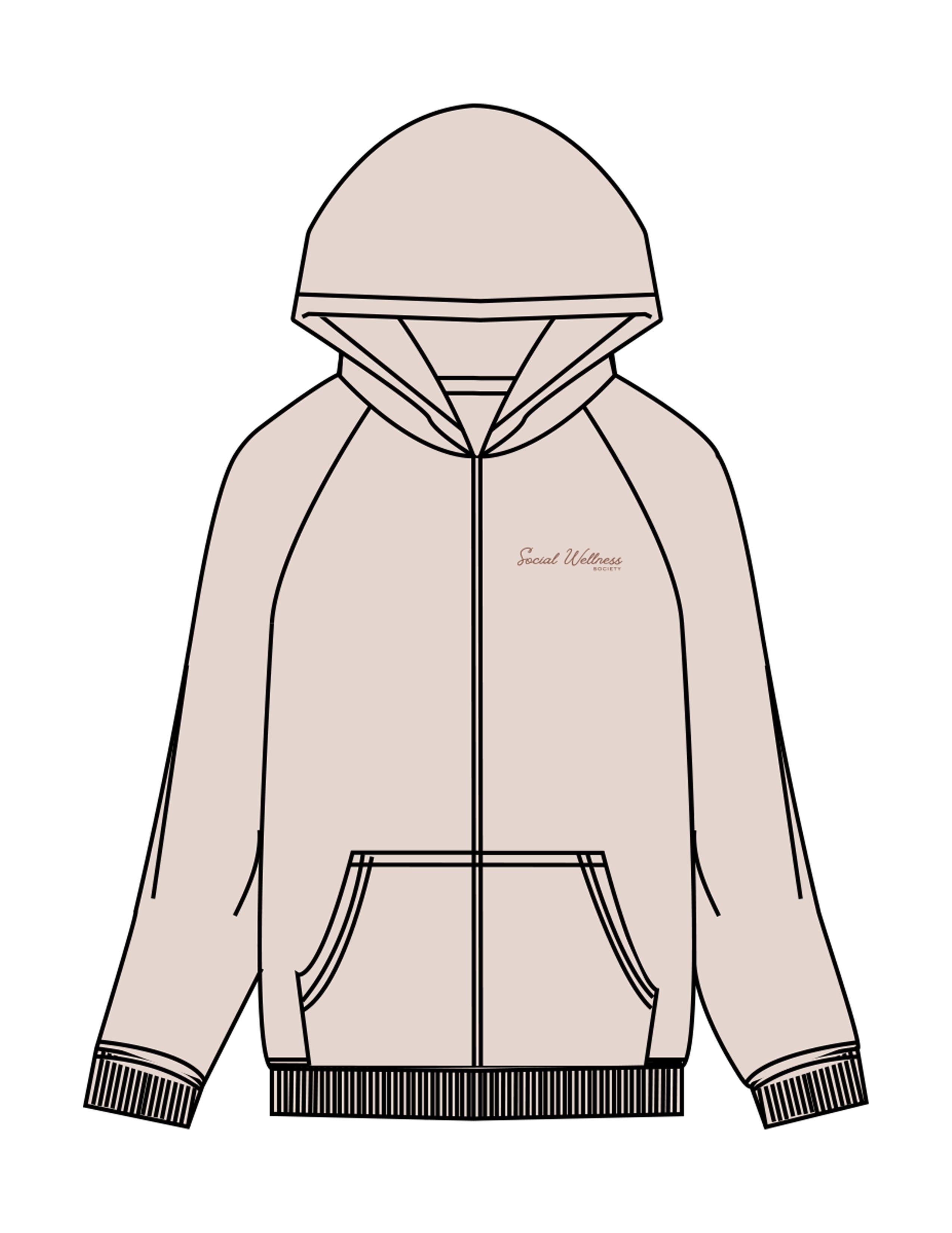 The Recycled Unisex Zip Hoodie - Polar - SWS - Left Chest & Back Icon - Printed - Brown