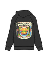 The Mens Hoodie - Washed Black - Blenders - Left Chest & Back "PACIFIC BEACH" - Printed - Full Color