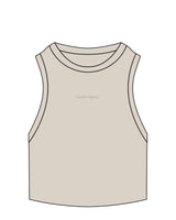 The Ribbed Crop Tank - Bone - Evolve Lagree - Center Chest - Embroidered - Tone on Tone