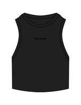 The Ribbed Crop Tank - Black - BlueCarrot - Center Chest - Embroidered - Tone on Tone