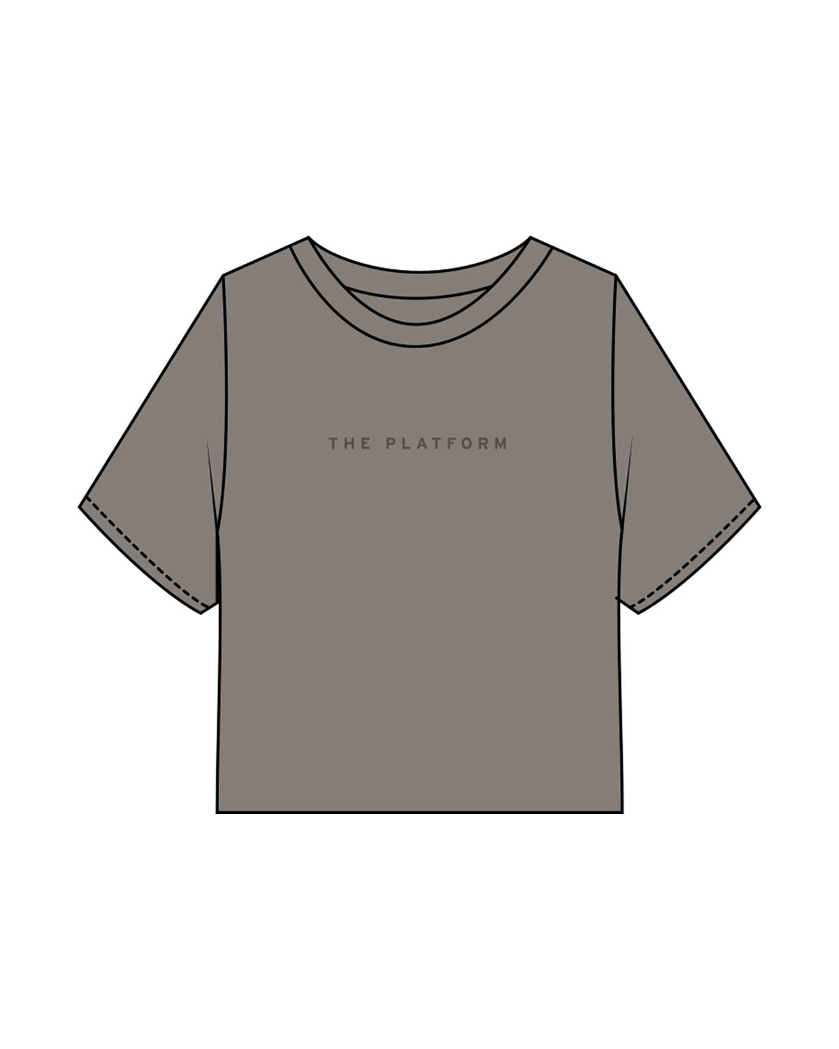 The Heavyweight Crop Tee - Washed Gray - The Platform Studio - Center Chest & Back Neckline - Printed - Tone on Tone