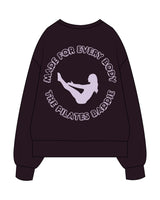 The Womens Heavyweight Crewneck - Plum - Pilates Baddie - Left Chest Arc & Back Round - Printed - Light Purple