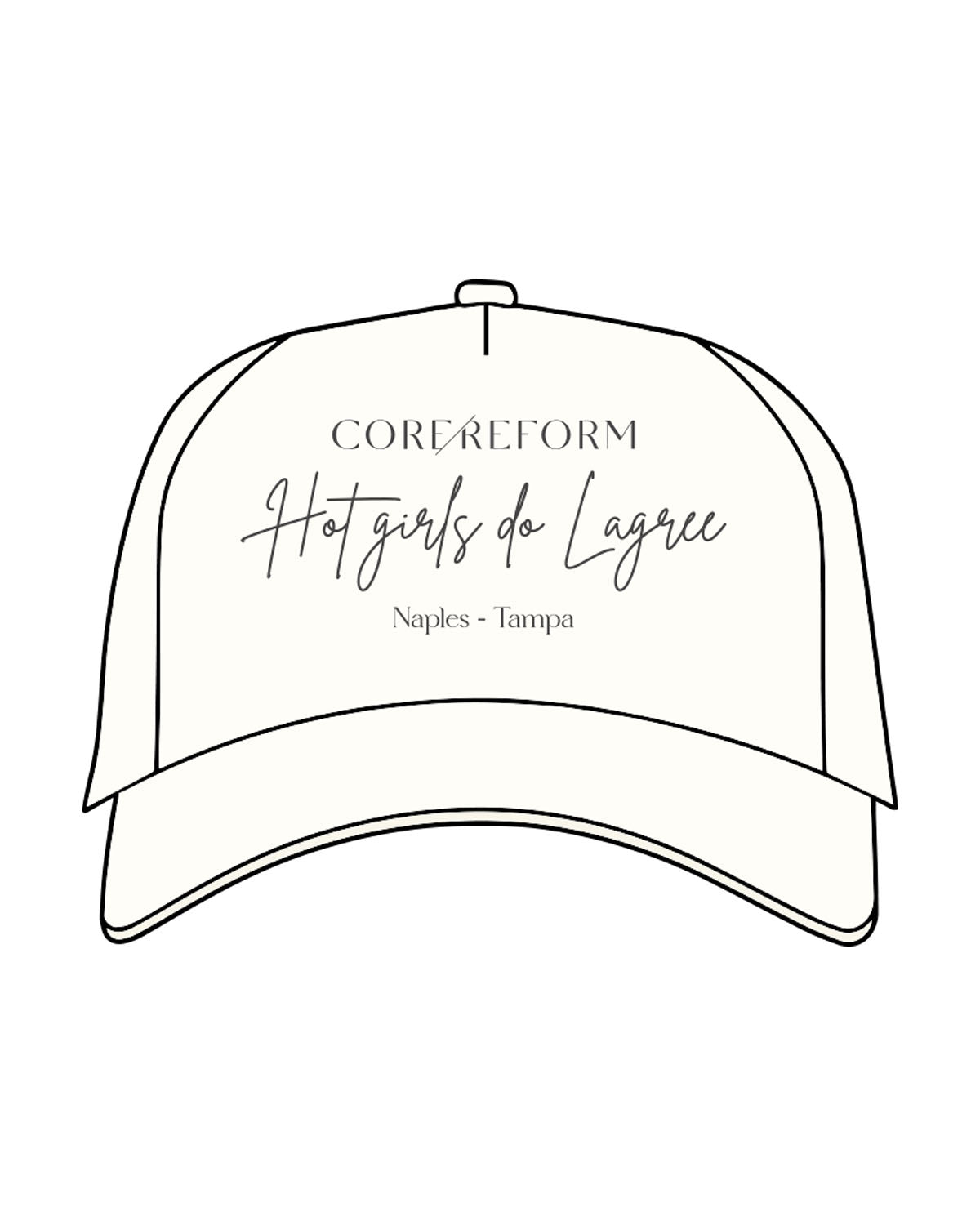 THE FOAM TRUCKER HAT - Off White - CORE REFORM - "Hot Girls" Center Crown Logo - Printed -  Iron
