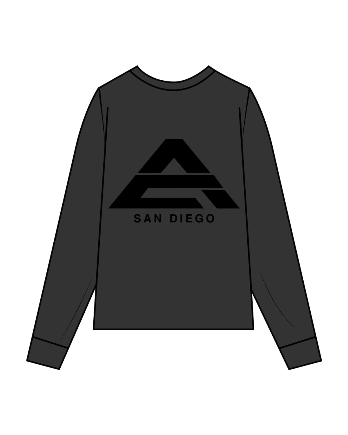 The Mens Heavyweight Long Sleeve - Washed Black - Athletic Culture - Left Chest & Back Center Stacked - Black