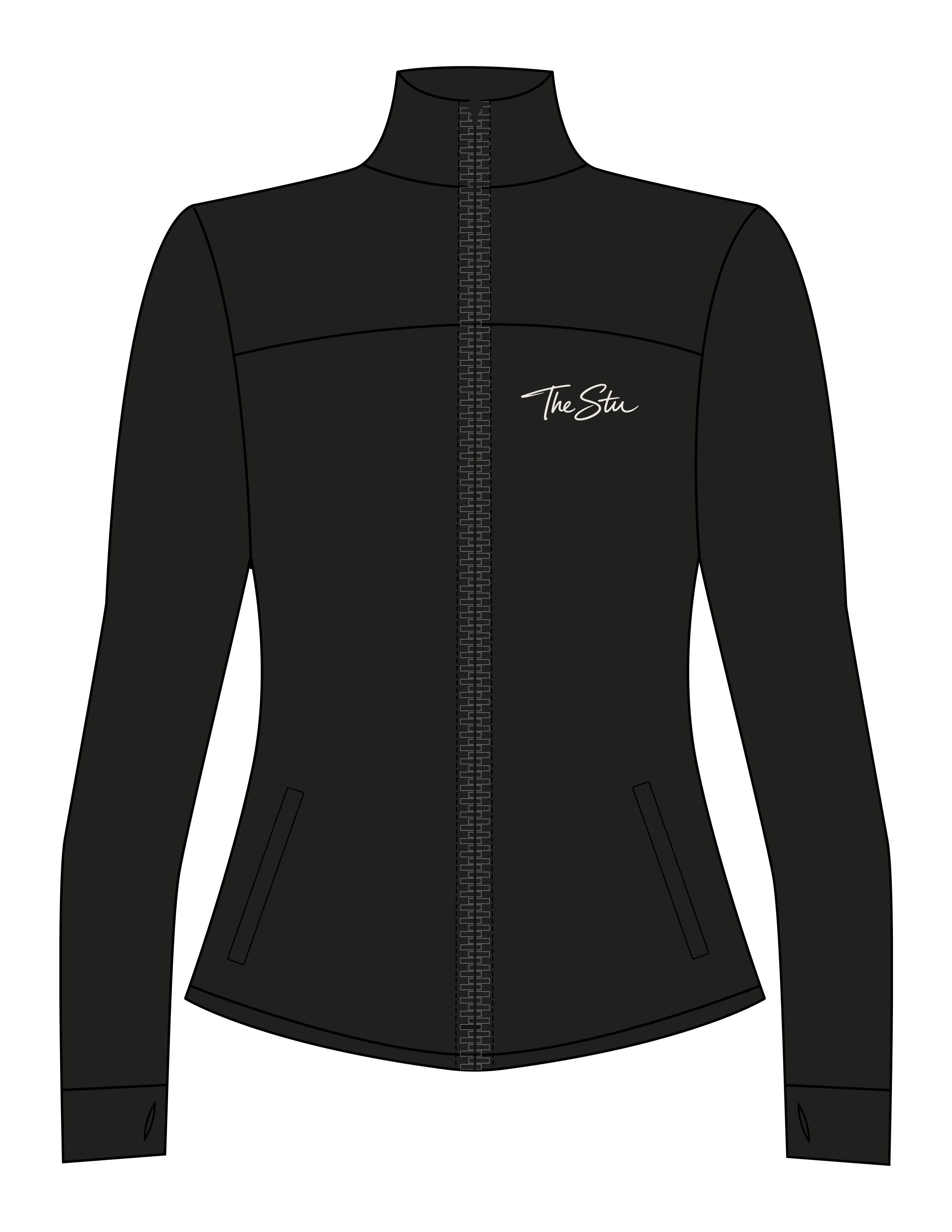 The Womens Zip Jacket - Black - The Stu - Left Chest - Printed - Bone