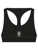 The Racer Bra - Black - LVL - Center Chest Stacked & Back "100" Icon Stacked - Printed - White