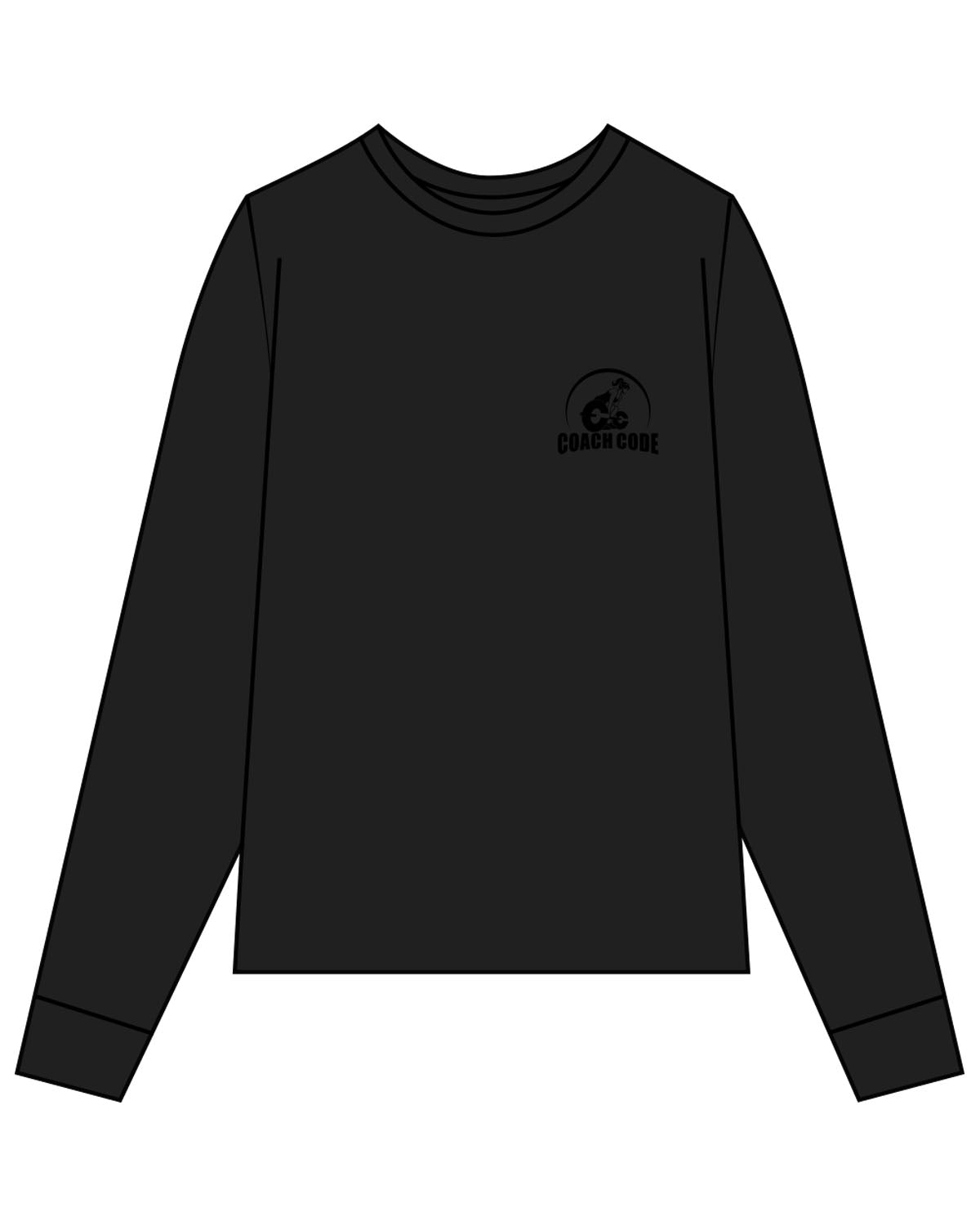 The Womens Oversized Long Sleeve - Black - Coach Code - Left Chest - Icon - Printed - Tone on Tone