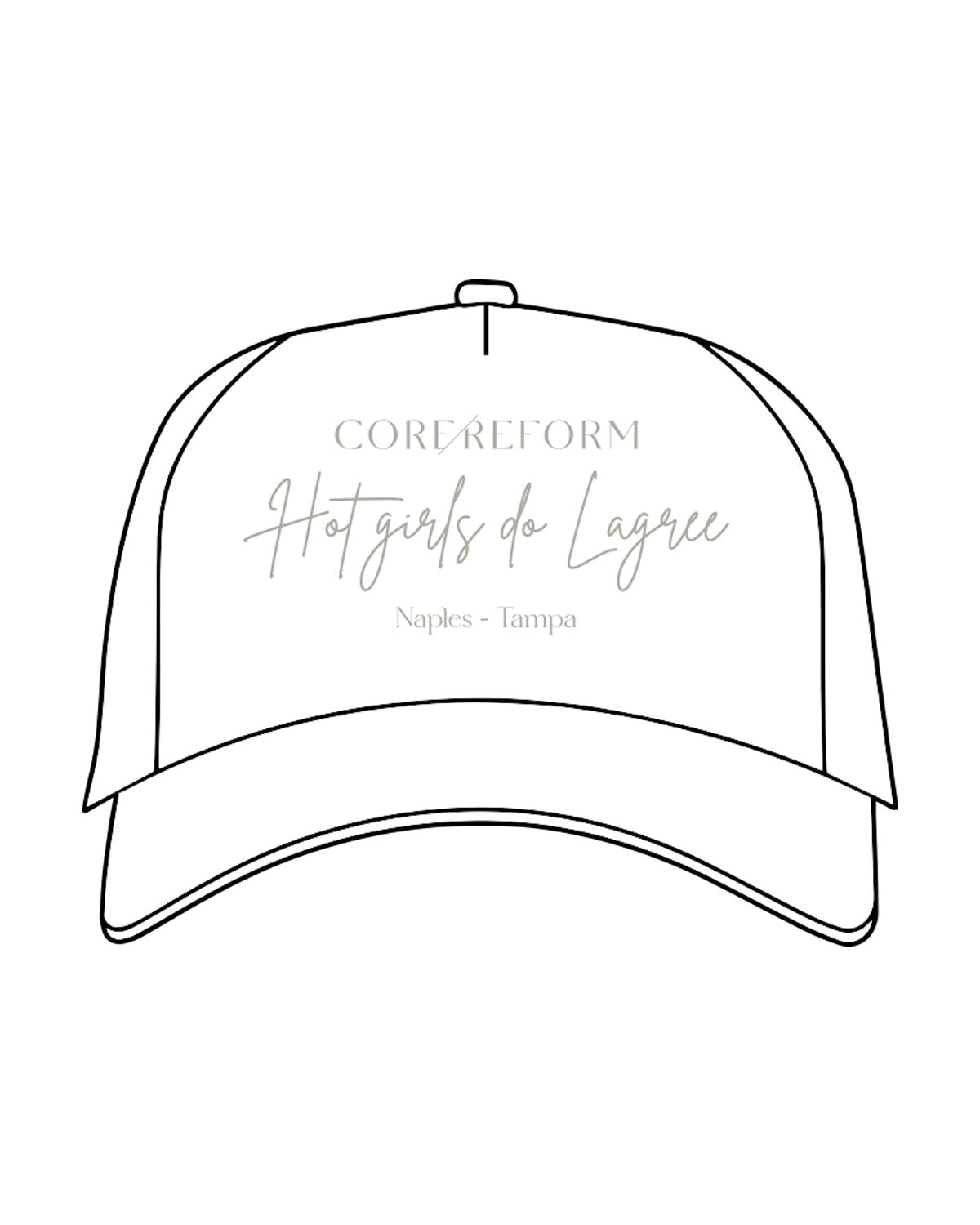 THE FOAM TRUCKER HAT - White - CORE REFORM - "Hot Girls" Center Crown Logo - Printed -  Sage