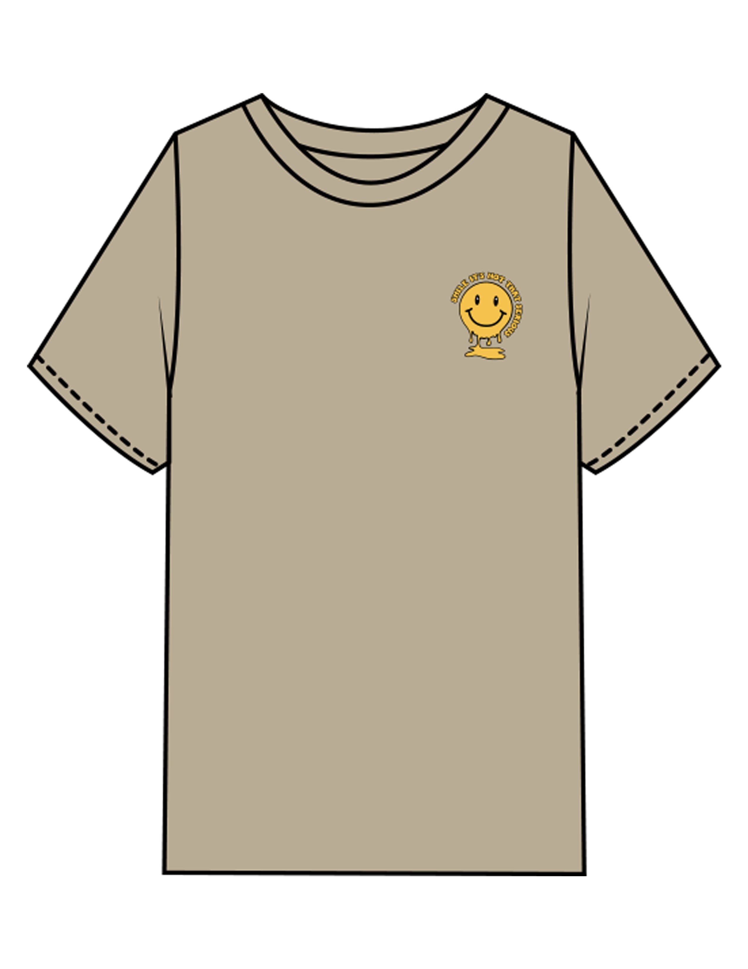 The Mens Heavyweight Tee - Washed Khaki - Try Smile Collective - Left Chest & Upper Back Stacked - Printed - Full Color