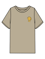 The Mens Heavyweight Tee - Washed Khaki - Try Smile Collective - Left Chest & Upper Back Stacked - Printed - Full Color