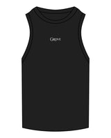 The Ribbed Full Length Tank - Black - Grove Pilates - Center Chest - Embroidered - White