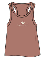 The Crop Tank - Clay - Neighborhood Barre - Center Chest Stacked - Printed - Warm White