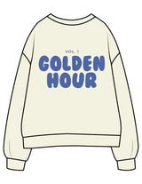 The Womens Crewneck - Butter - Golden Hour - Left Chest & Back Stacked - Printed - Blue