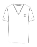 The Womens V Neck Tee - White - Evolve Collective - Left Chest - Printed - Black
