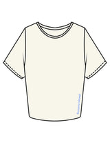The Crop Tee - Off White - Drench - Front Lower Left - Printed - Periwinkle