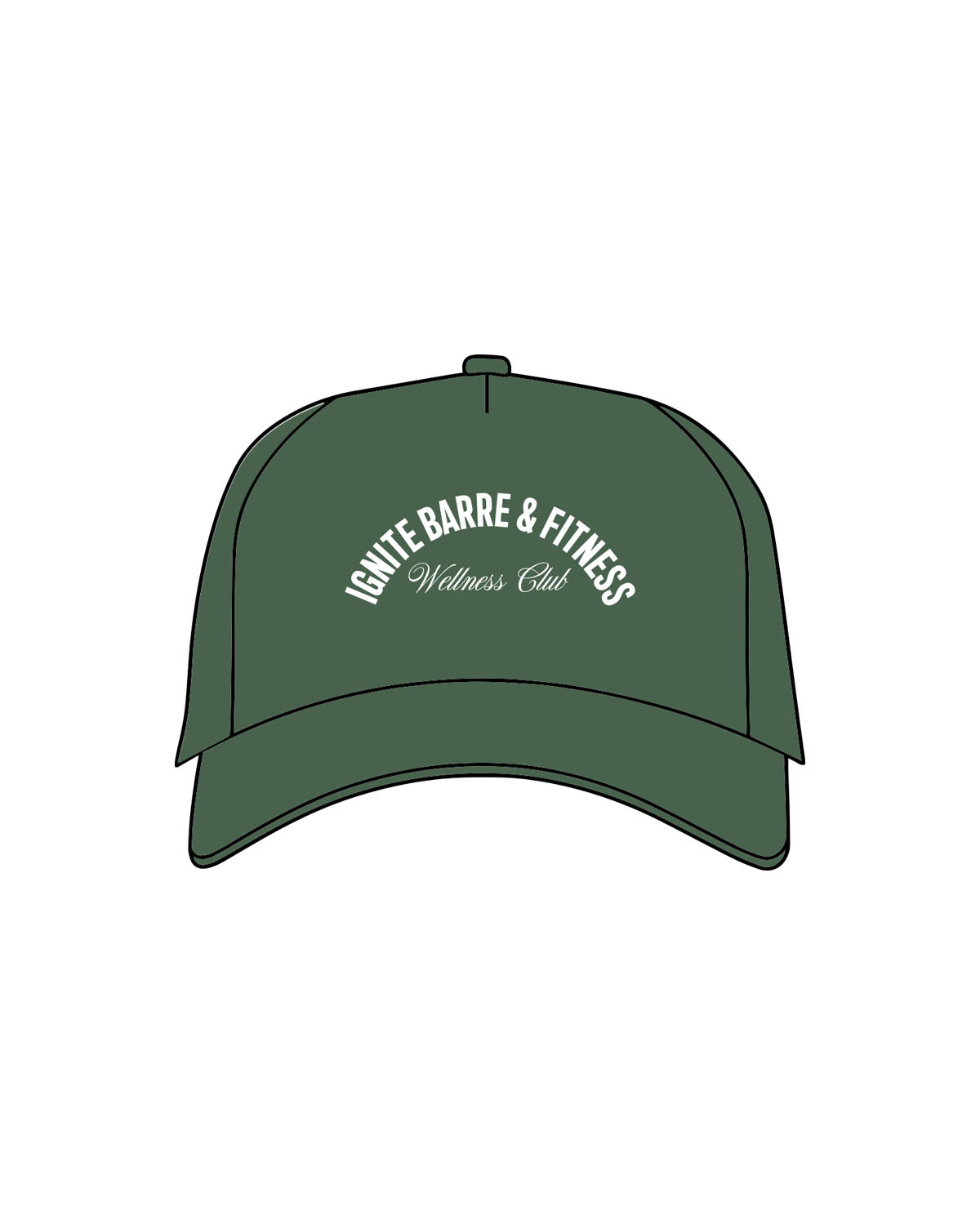 The Trucker Hat - Evergreen - Ignite Barre & Fitness - Arc Stacked - Embroidered - White