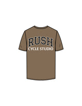 The Mens Tee - Walnut - Rush Cycle Studio - Back Stacked - Printed - Full Color
