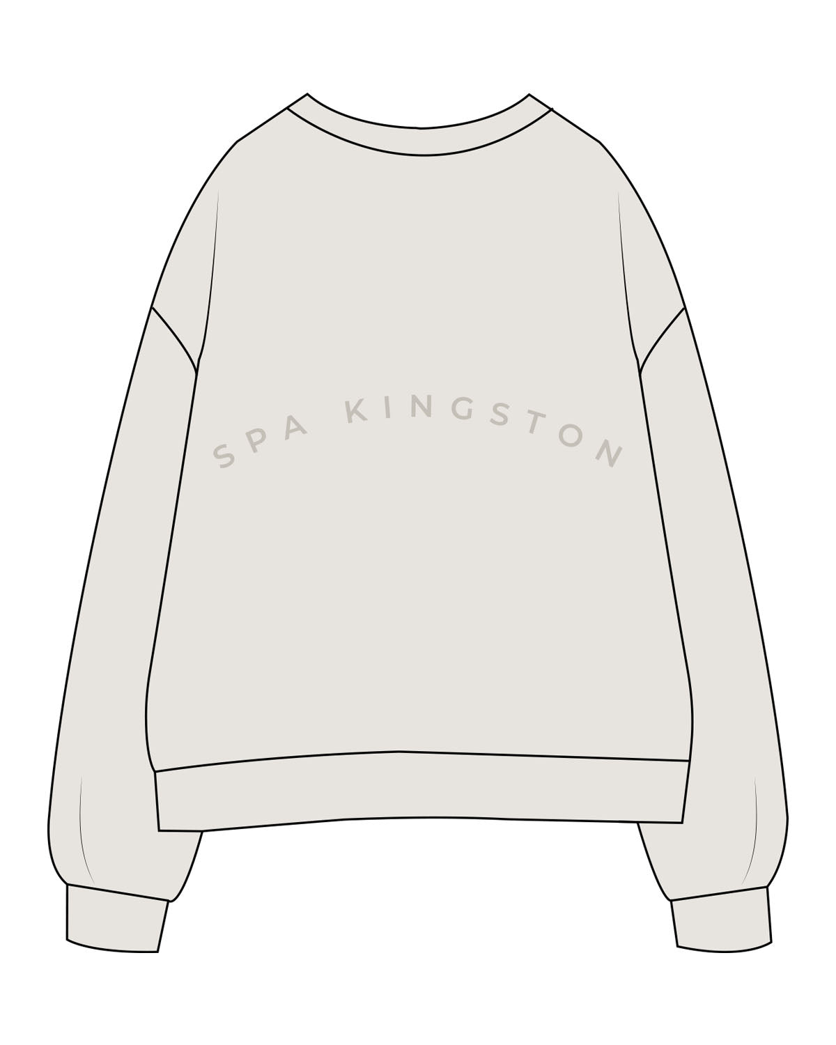 The Womens Crewneck - Washed Bone - Spa Kingston - Left Chest & Back - Printed - Tone on Tone