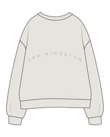 The Womens Crewneck - Washed Bone - Spa Kingston - Left Chest & Back - Printed - Tone on Tone