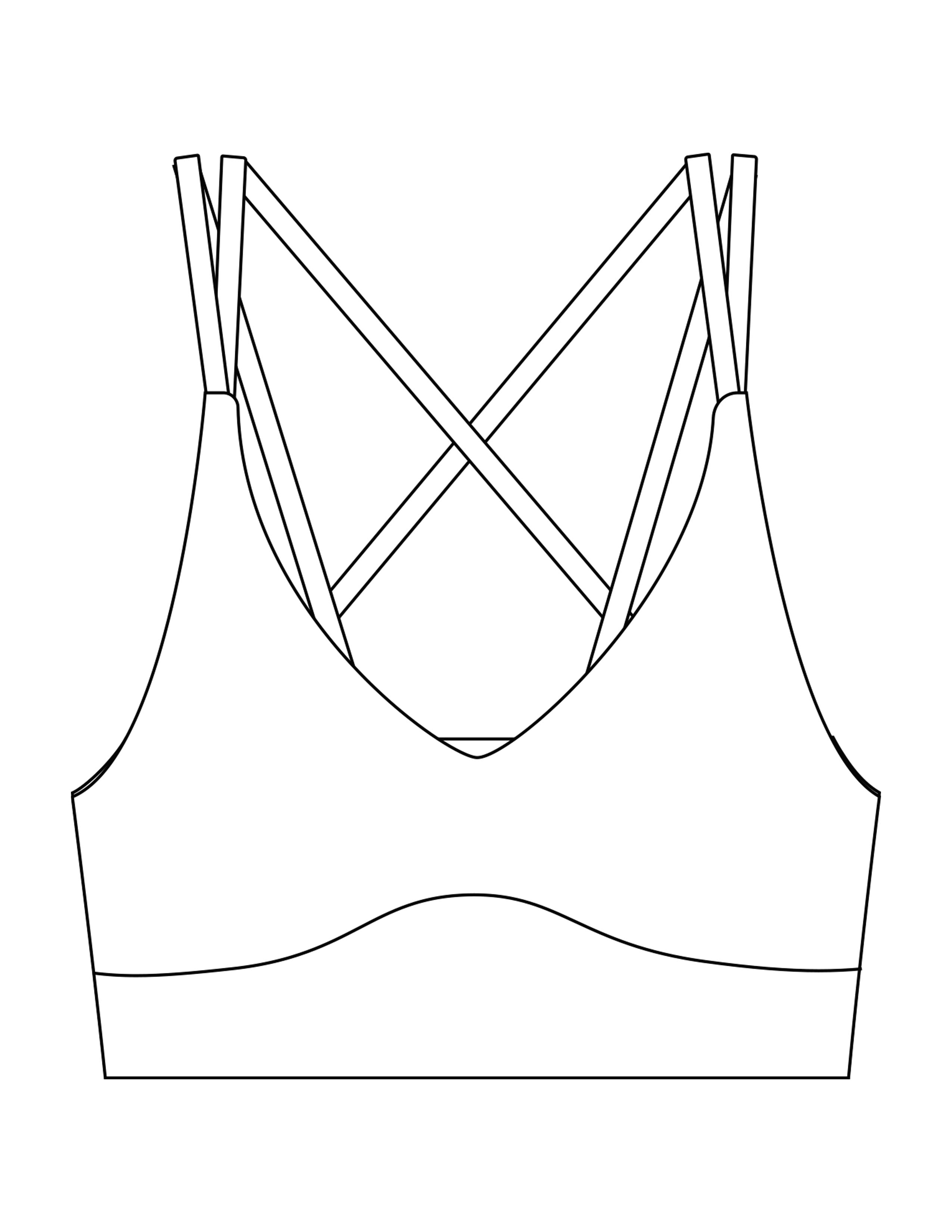 The Strappy Bra - White - Movement Pilates Buffalo - Center Back - Printed - Black