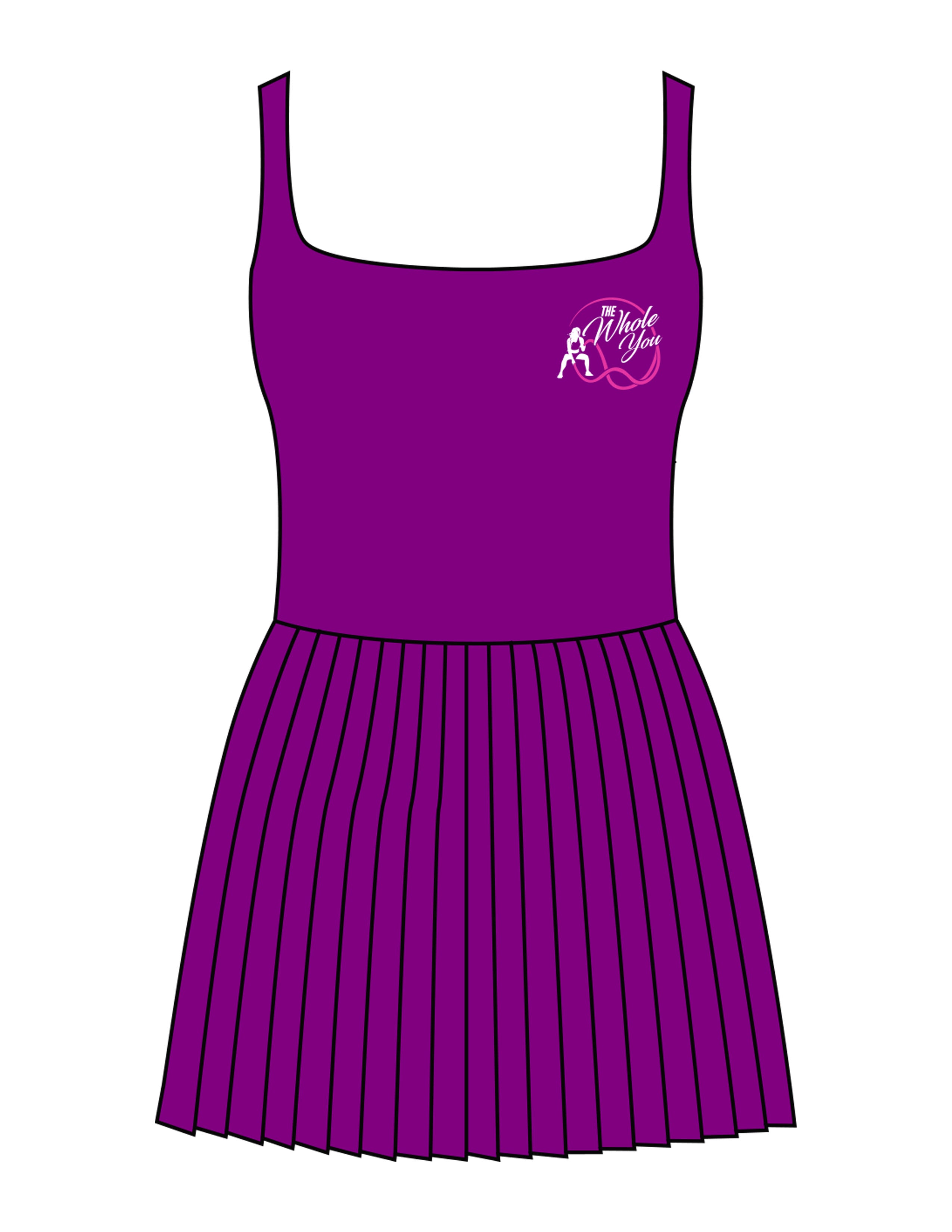 The Scoop Back Dress - Purple - The Whole You Wellness - Left Chest - Printed - Full Color
