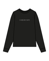 The Mens Long Sleeve - Black - Core Reform - Center Chest & Back Stacked - Printed - White