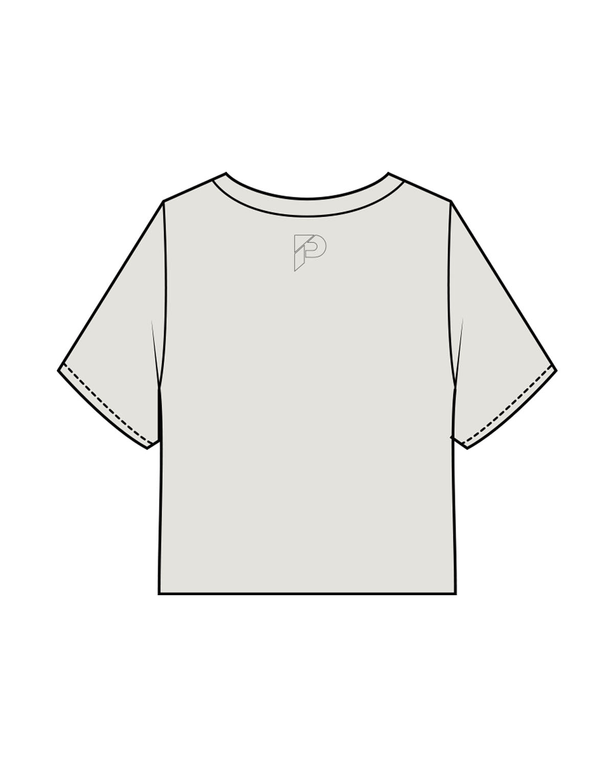 The Heavyweight Crop Tee - Washed Bone - The Platform Studio - Center Chest & Back Neckline - Printed - Charcoal