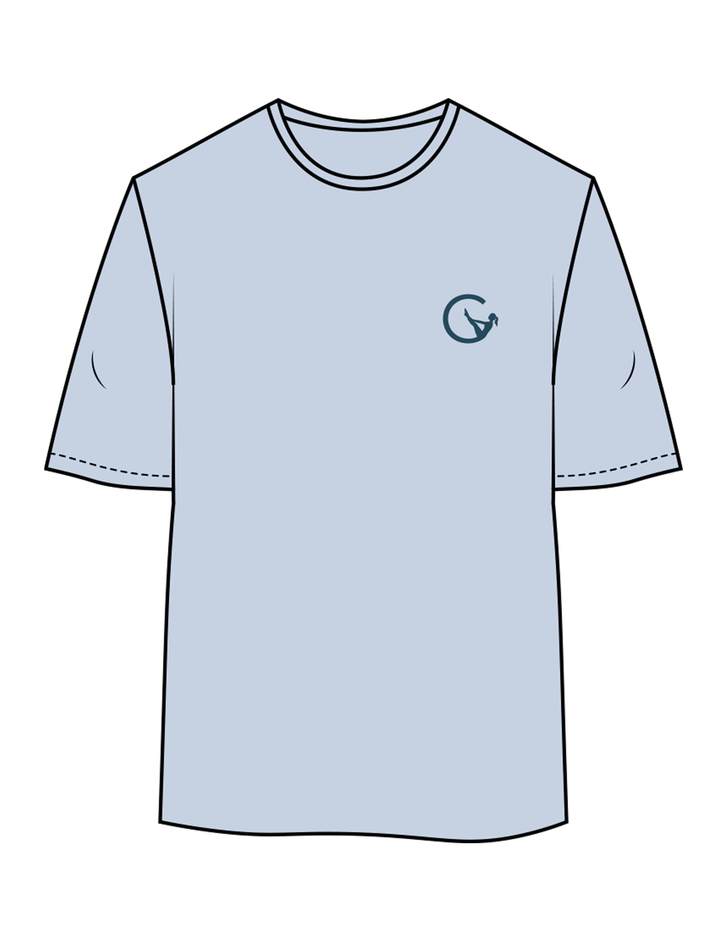 The Womens Oversized Tee - Powder - Movement With Chels - Left Chest - Printed - Dark Blue