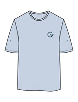 The Womens Oversized Tee - Powder - Movement With Chels - Left Chest - Printed - Dark Blue