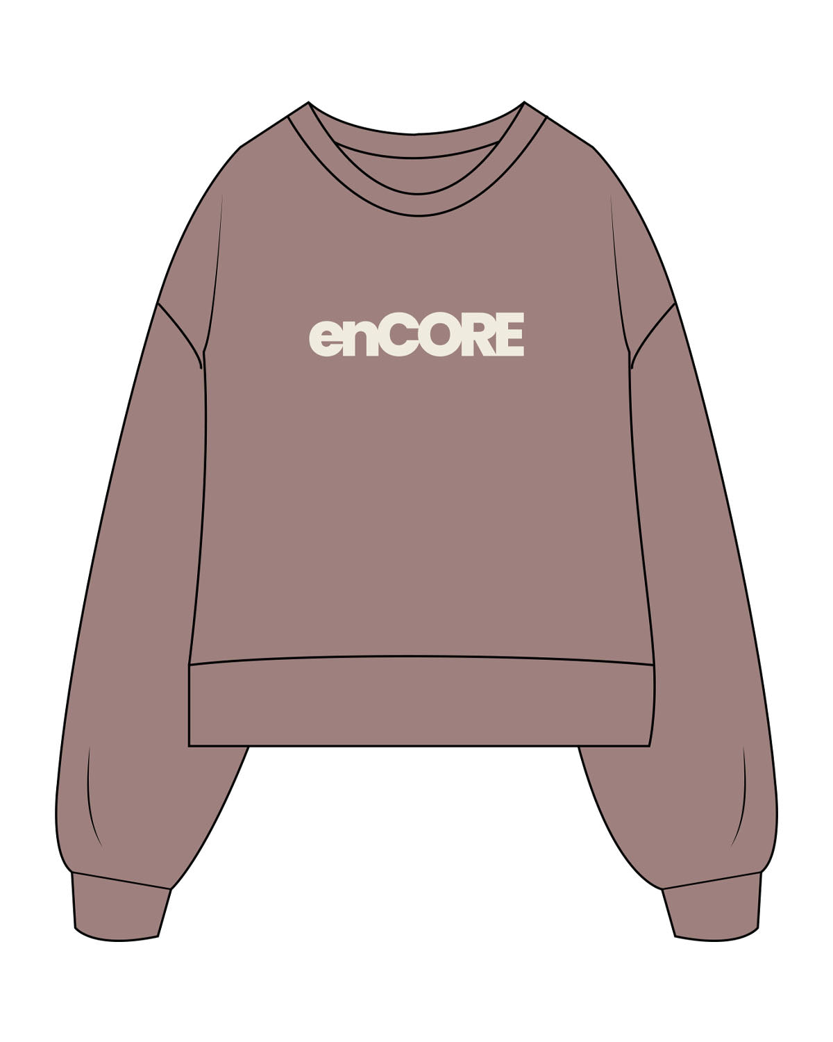 The Womens Heavyweight Crop - Mauve - enCore Pilates - Center Chest - Printed - Off White