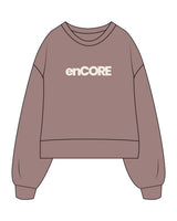 The Womens Heavyweight Crop - Mauve - enCore Pilates - Center Chest - Printed - Off White
