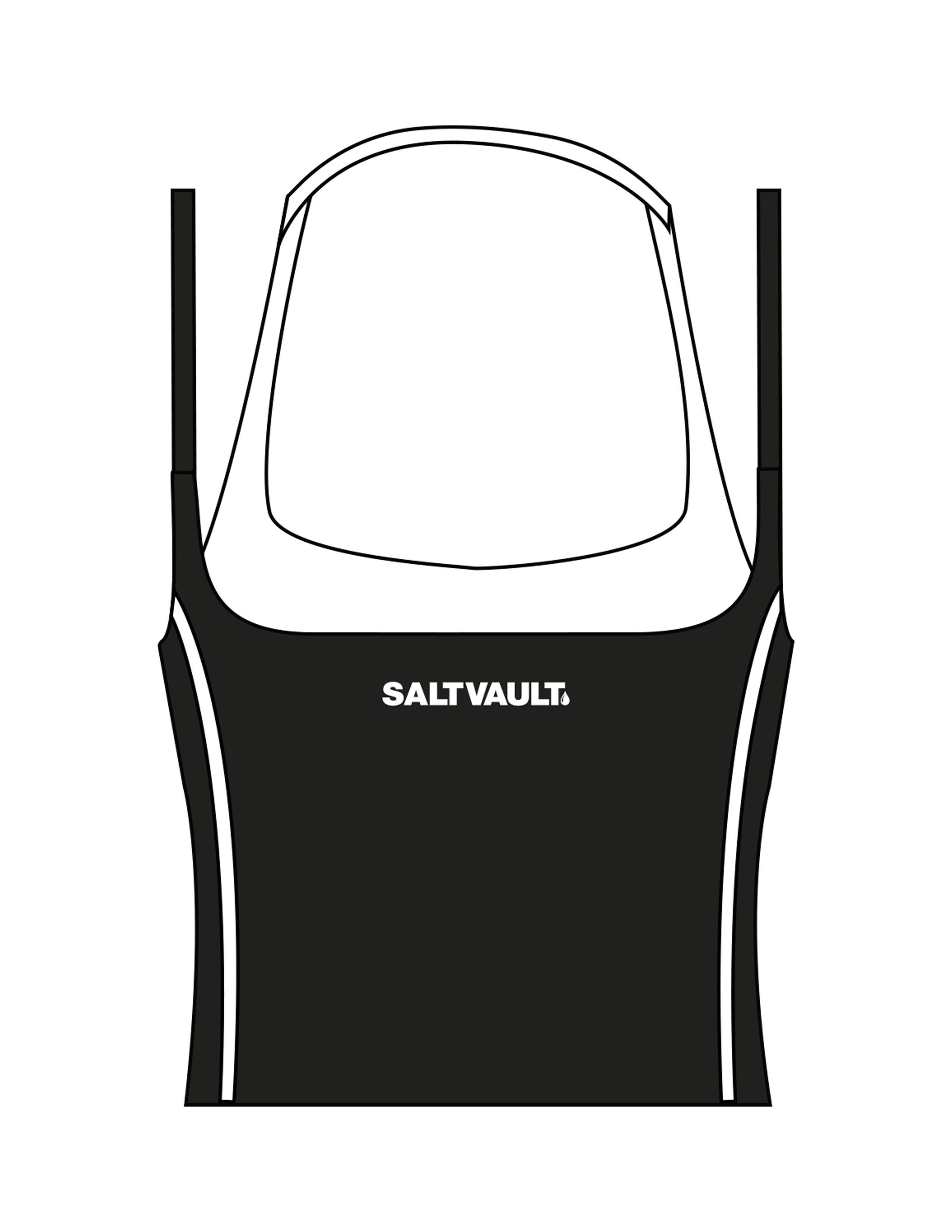 The Piped Tank - Black - Saltvault Location - Center Chest & Center Back - Printed - White