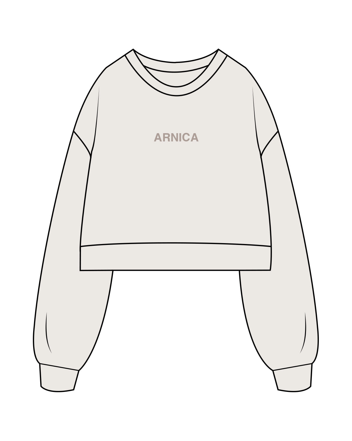 The Womens Crop Crewneck - Bone - Aesthetics Injector - Center Chest " ARNICA " - Tone on Tone