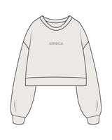 The Womens Crop Crewneck - Bone - Aesthetics Injector - Center Chest " ARNICA " - Tone on Tone