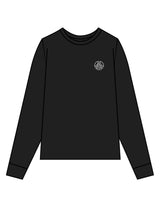 The Womens Oversized Long Sleeve - Black - Sultivate - Left Chest & Back Stacked - Printed - White
