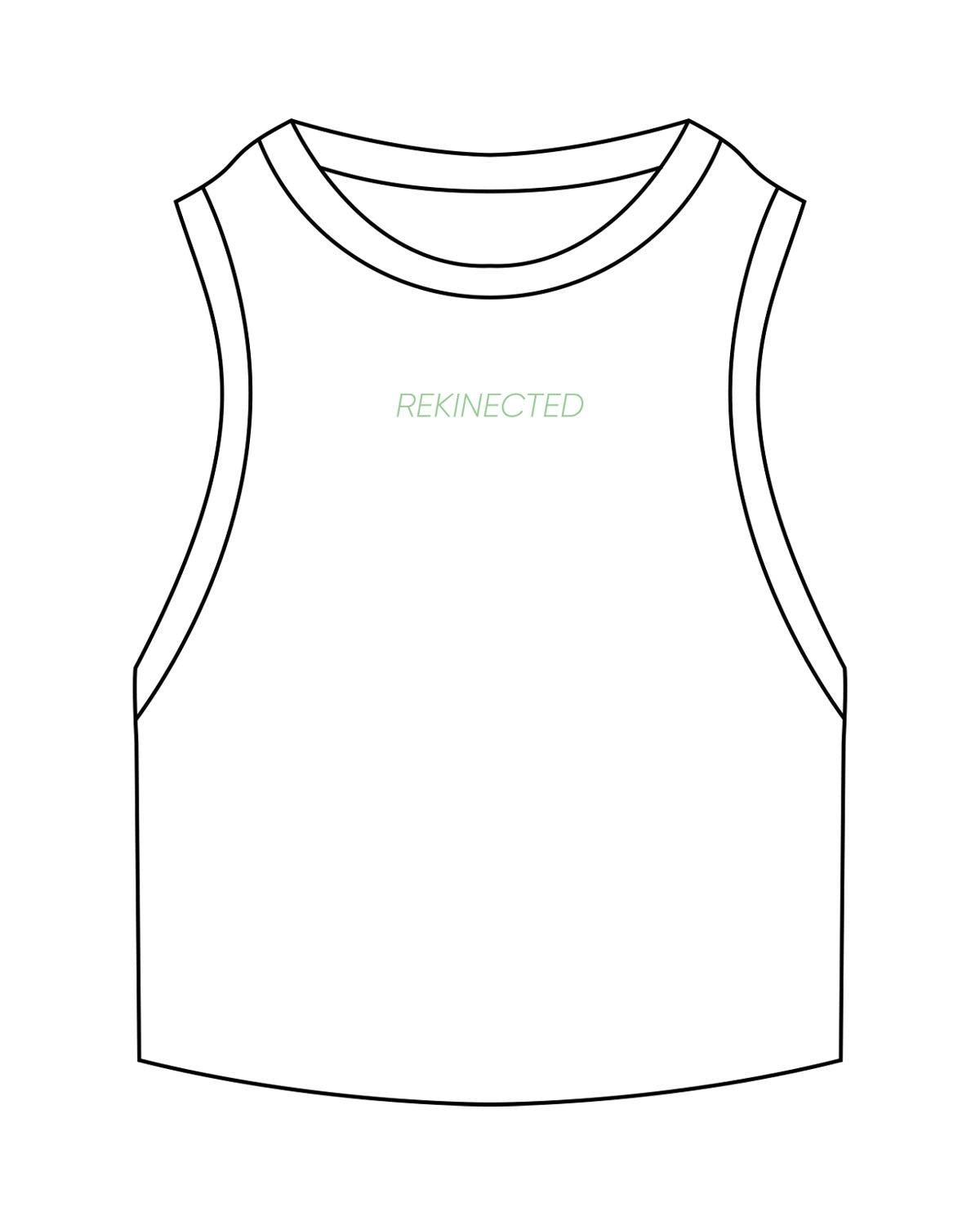 The Ribbed Crop Tank - White - REKINECTED - Center Chest - Embroidered - Green