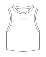 The Ribbed Crop Tank - White - REKINECTED - Center Chest - Embroidered - Green