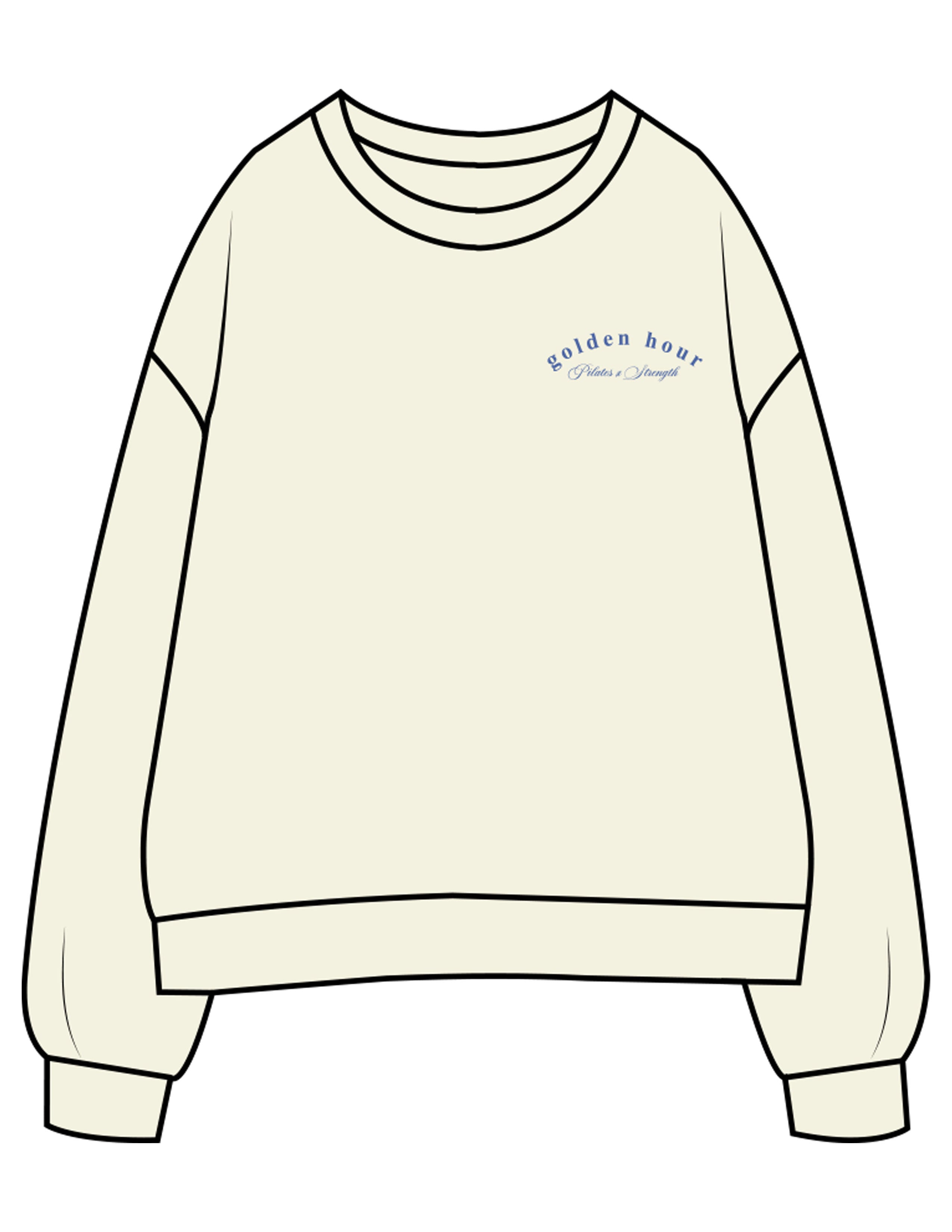 The Womens Crewneck - Butter - Golden Hour - Left Chest & Back Stacked - Printed - Blue