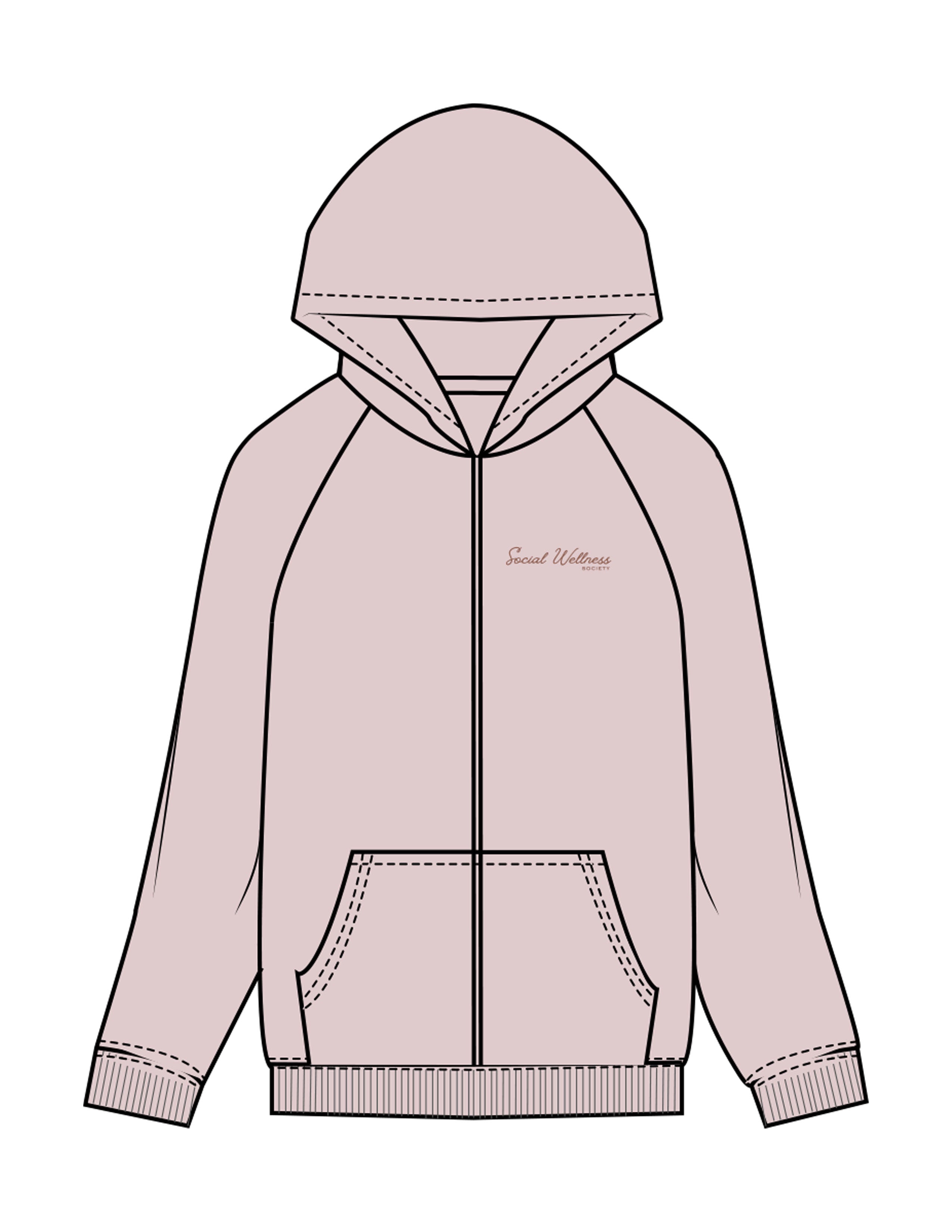 The Recycled Unisex Zip Hoodie - Blush - SWS - Left Chest & Back Icon - Printed - Brown