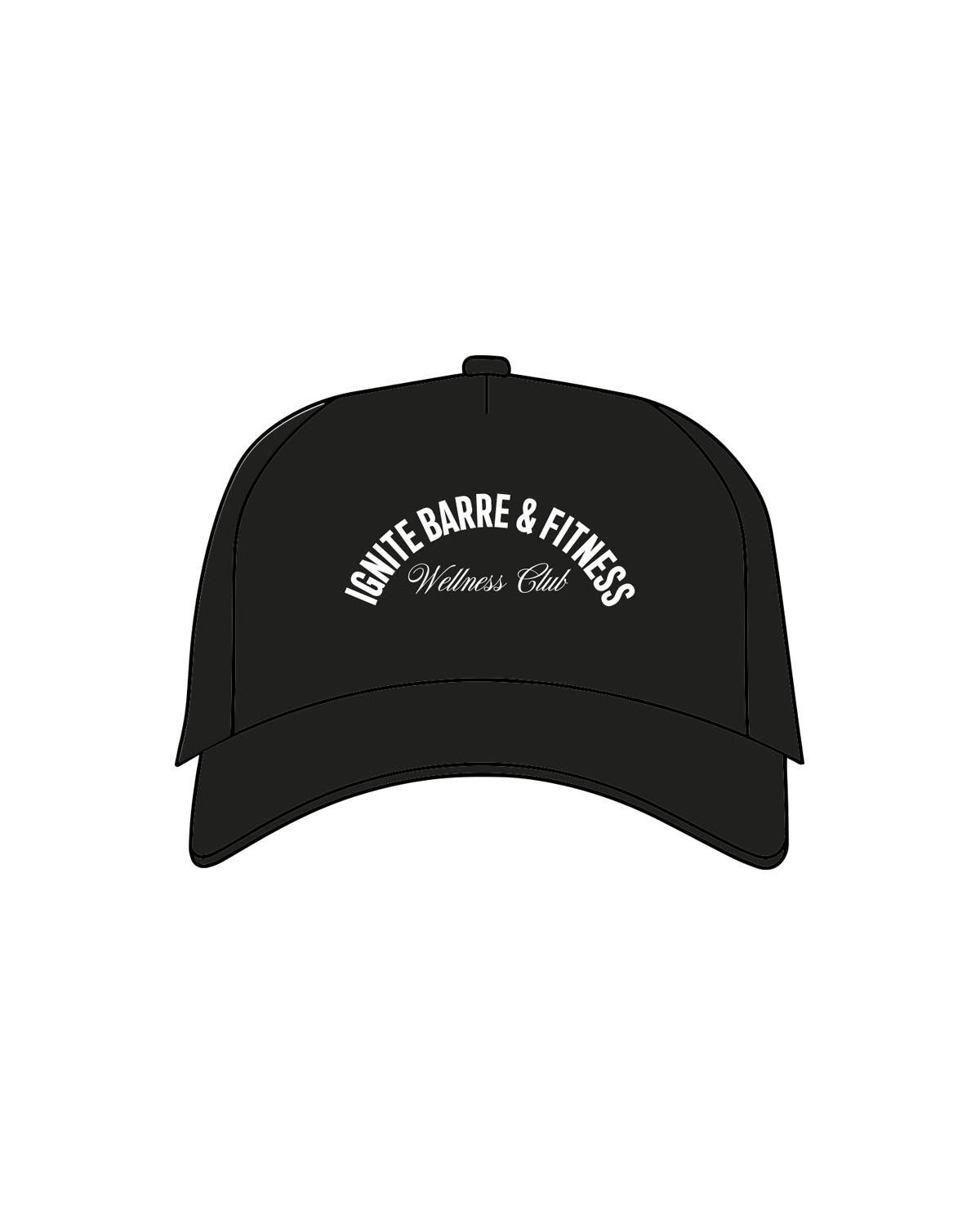 The Trucker Hat - Black - Ignite Barre & Fitness - Arc Stacked - Embroidered - White