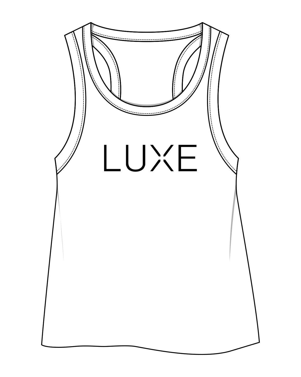 The Crop Tank - White - Lagree Luxe - Center Chest - Printed - Black