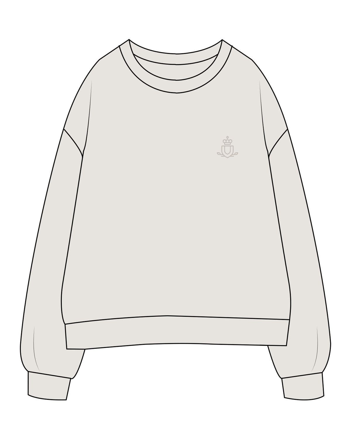 The Womens Crewneck - Washed Bone - Spa Kingston - Left Chest & Back - Printed - Tone on Tone