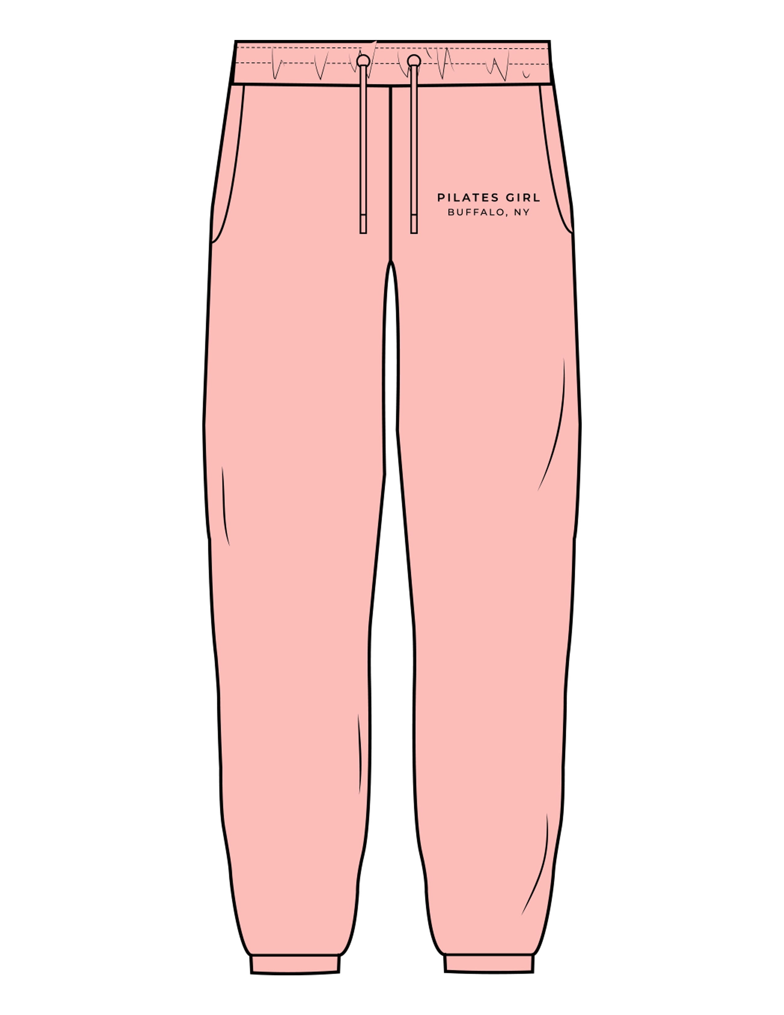 The Cargo Jogger - Light Pink - Movement Pilates Buffalo - Left Leg Stacked - Printed - Black