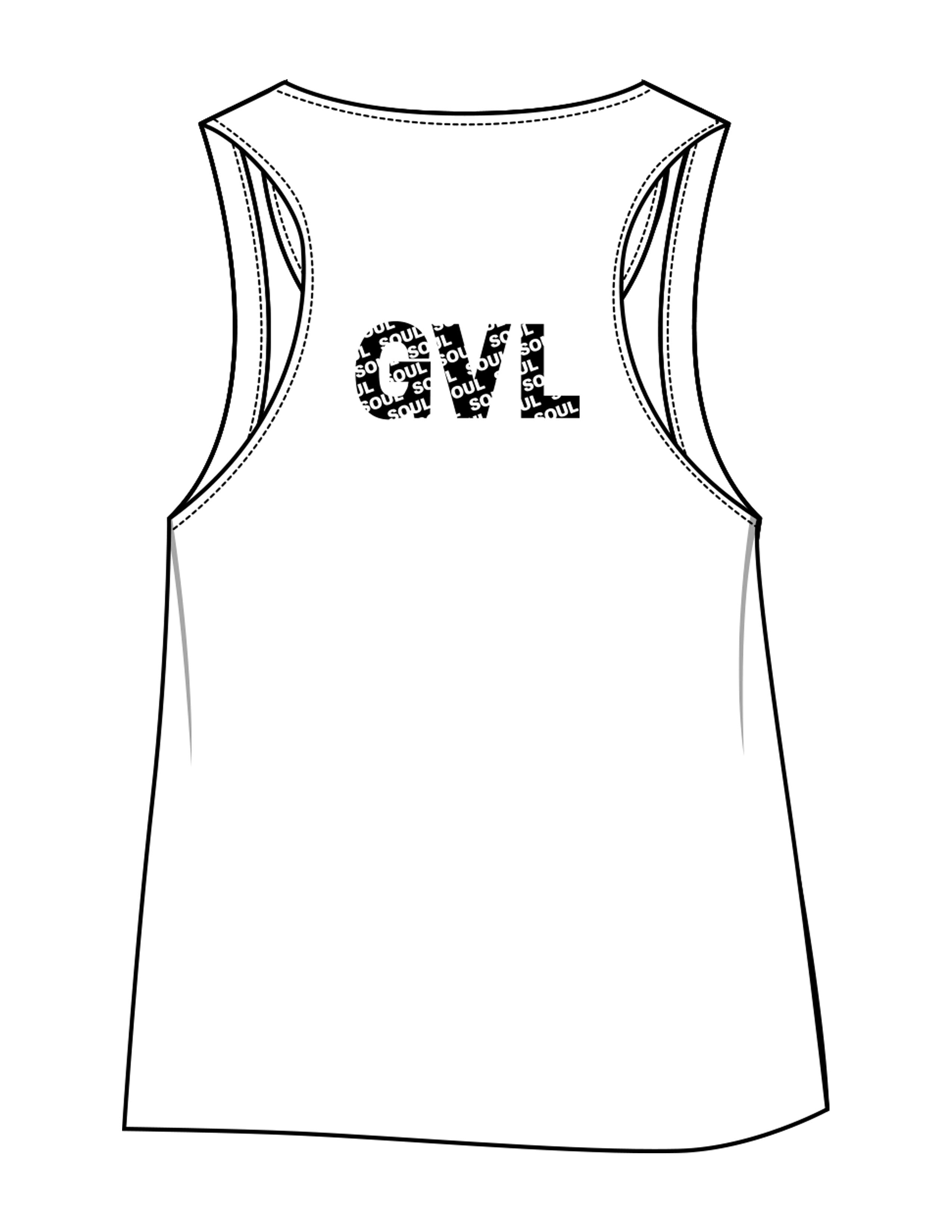 The Crop Tank - White - SOUL YOGA - Center Back - Printed - Black