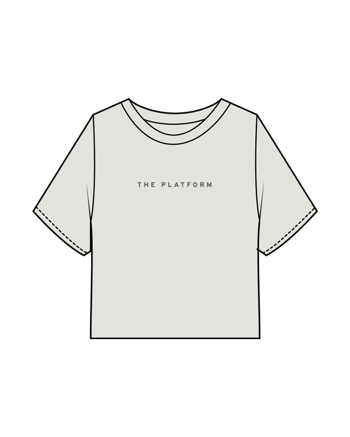 The Heavyweight Crop Tee - Washed Bone - The Platform Studio - Center Chest & Back Neckline - Printed - Charcoal