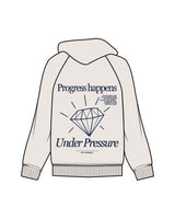 The Mens Hoodie - Bone - MD Hyperbaric - Left Chest Round & Back Diamond - Printed - Navy