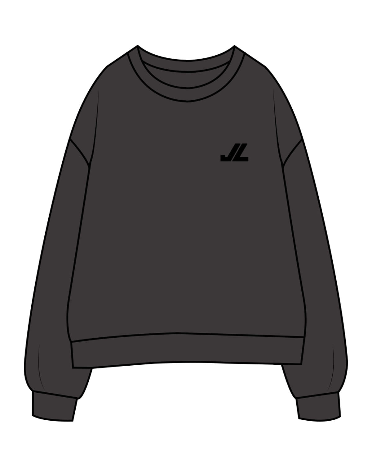 The Womens Crewneck - Washed Black - JL Marketing - Left Chest - Printed - Black