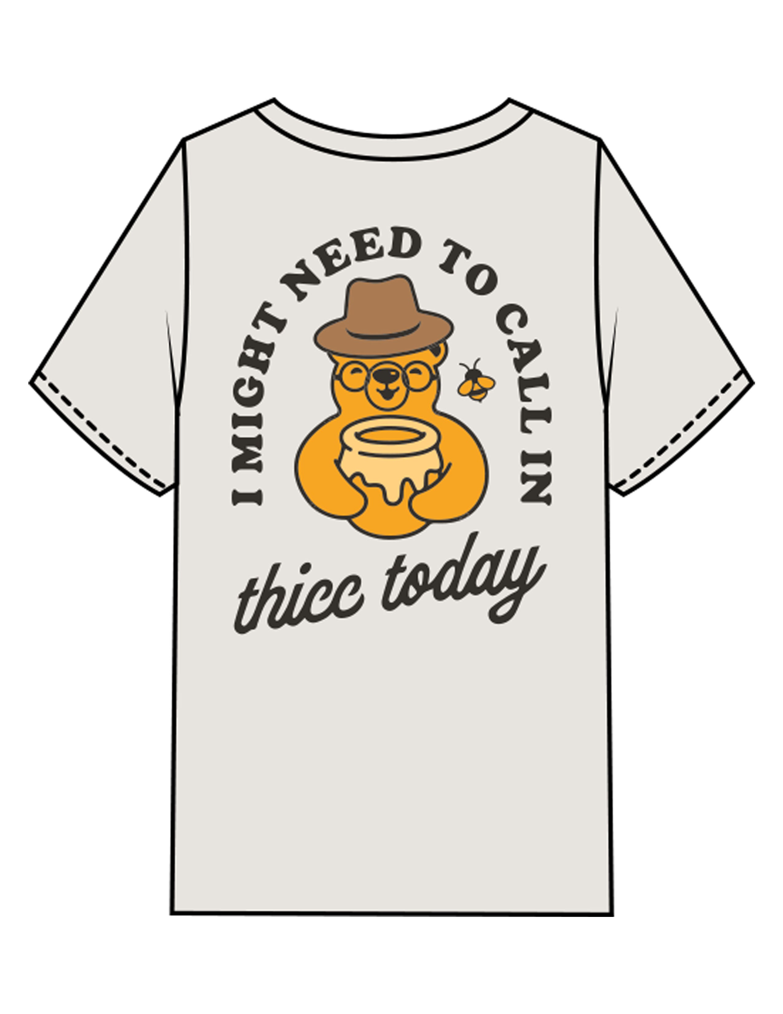 The Mens Heavyweight Tee - Washed Bone - Try Smile Collective - Left Chest & Back Bear - Printed - Full Color
